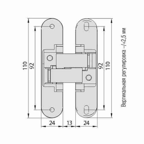 Комплект 2 шт. - Петля дверная скрытой установки Morelli HH-2 PC хром